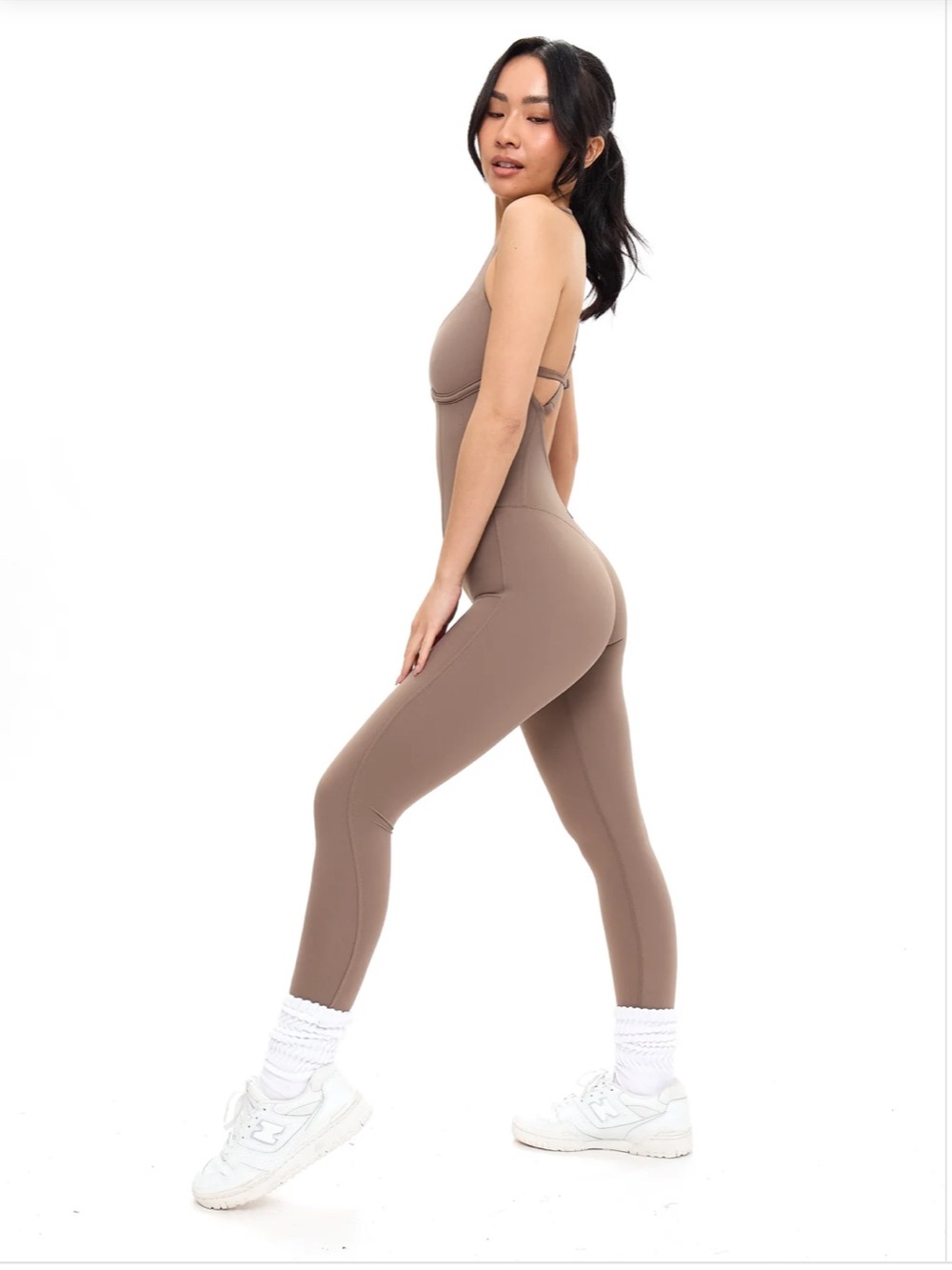 BuffBunny Taupe Scoop-Neck Jumpsuit